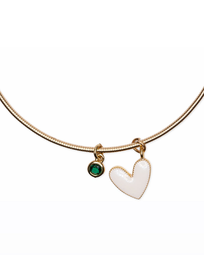 Green Glint – Bracciale dorato con cuore e luce verde